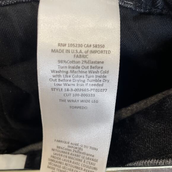 Current/Elliott Wide Leg Jeans The Wray Torpedo Washed Black with Stretch 27 - Picture 4 of 6